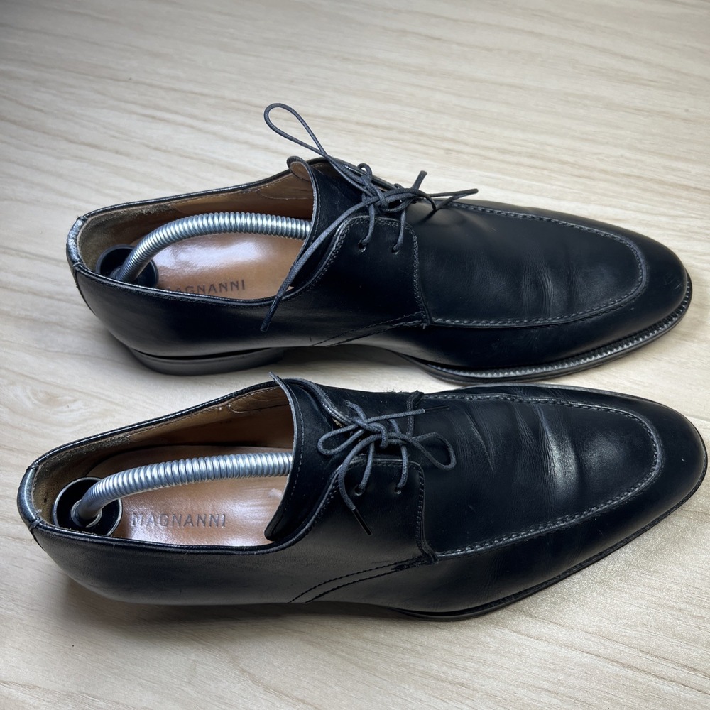 Magnanni Basilio Black Leather Oxford Apron Toe Made in Spain Men's 10 (12436) - Picture 5 of 13
